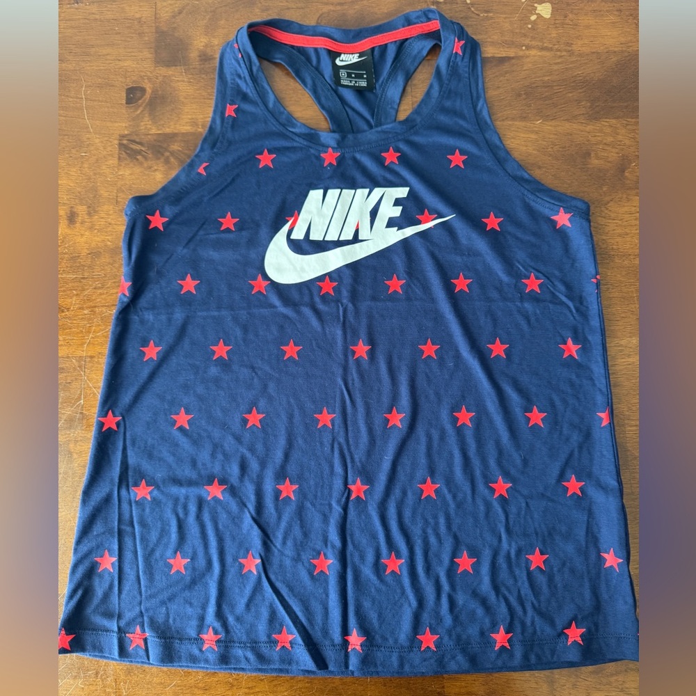 Nike Blue and Red Star Racerback Tank Top